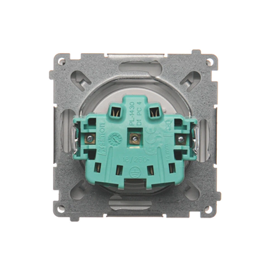 SIMON BASIC Base de enchufe simple versión IP44 - tapa transparente, plata mate, metalizado 16A