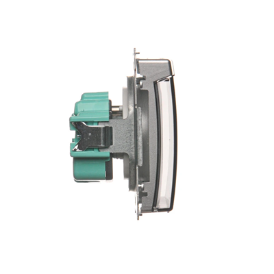 SIMON BASIC Base de enchufe simple versión IP44 - tapa transparente, plata mate, metalizado 16A