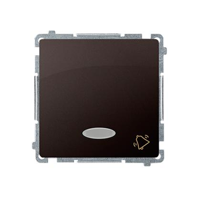 SIMON BASIC Bouton "cloche" avec rétroéclairage LED non remplaçable, bleu (module), 10AX, 250V, connecteurs rapides, chocolat mat, métallisé