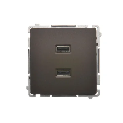 SIMON BASIC Cargador 2xUSB 2.1A 5V DC 230V chocolate