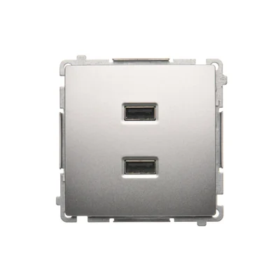SIMON BASIC Cargador 2xUSB 2.1A 5V DC 230V plata mate