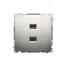 SIMON BASIC Cargador 2xUSB 2.1A 5V DC 230V plata mate