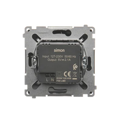 SIMON BASIC Cargador doble USB, grafito metalizado mate