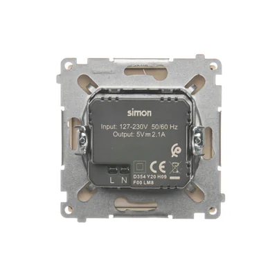 SIMON BASIC Charger 2xUSB 2.1A 5V DC 230V beige