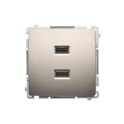 SIMON BASIC Charger 2xUSB 2.1A 5V DC 230V satin