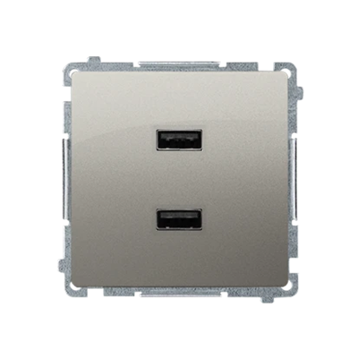 SIMON BASIC Charger 2xUSB 2.1A 5V DC 230V satin