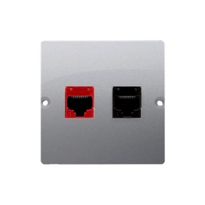 SIMON BASIC Computer socket RJ45 cat.5e + telephone RJ12 silver mat
