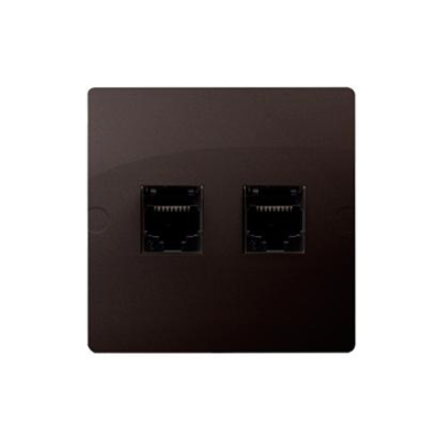 SIMON BASIC Computer socket RJ45 category 5e + telephone RJ11 (module) chocolate matt metallized