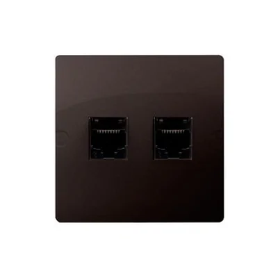 SIMON BASIC Computer socket RJ45 category 5e + telephone RJ11 (module) chocolate matt metallized