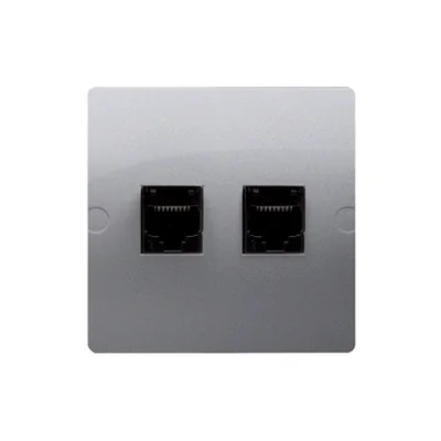 SIMON BASIC Computer socket RJ45 category 5e + telephone RJ11 (module) silver matt metallized
