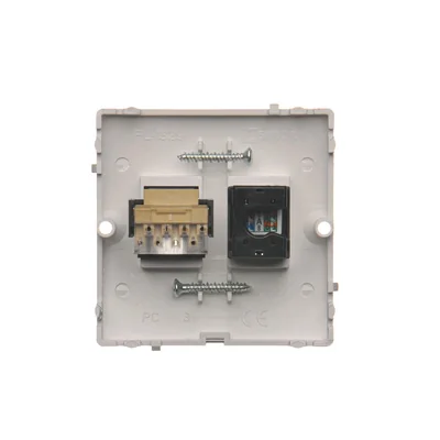 SIMON BASIC Computer socket RJ45 category 5e + telephone RJ11 (module) silver matt metallized