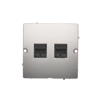 SIMON BASIC Computer socket RJ45 double category 5e (module) silver mat