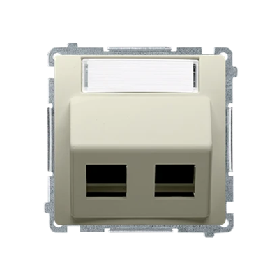 SIMON BASIC Couvercle pour prises de communication de données sur RJ type Panduit, double diagonale avec champ de description, beige