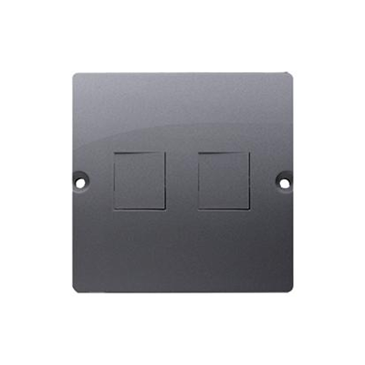 SIMON BASIC Cover for data communication sockets on Keystone, flat, double, mounting with screws to the box, silver matt