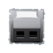 SIMON BASIC Cover for data communication sockets on RJ, Panduit type, double slanted, with description field, silver matt