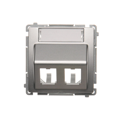 SIMON BASIC Cover for data communication sockets on RJ, Panduit type, double slanted, with description field, silver matt