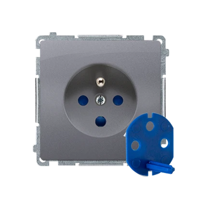 SIMON BASIC DATA Steckdose mit Erdungs- und Berechtigungsschlüssel (Modul) 16A 230V silber matt