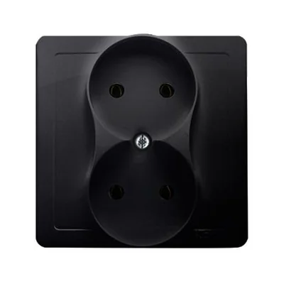 SIMON BASIC Doppelsteckdose ohne Erdung komplett mit Rollläden 16A 230V mattgraphit