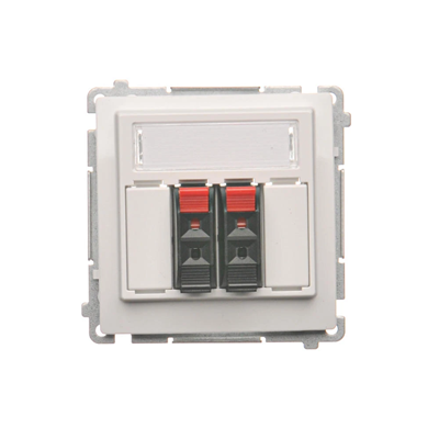 SIMON BASIC Double loudspeaker socket with description field white