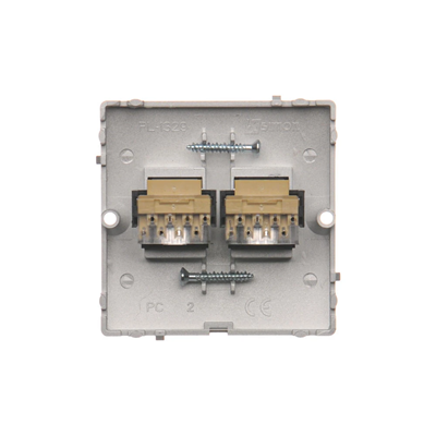 SIMON BASIC Double RJ11 telephone socket (module) screw-mounted silver matt