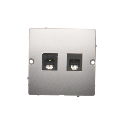 SIMON BASIC Double RJ11 telephone socket (module) screw-mounted silver matt