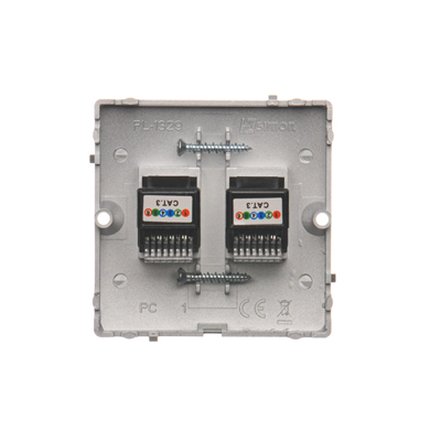 SIMON BASIC Double RJ12 telephone socket (module) screw mounting matt silver