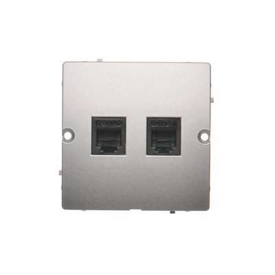 SIMON BASIC Double RJ12 telephone socket (module) screw mounting matt silver
