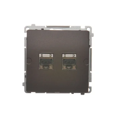 SIMON BASIC Double shielded computer socket RJ45 category 6 with anti-dust cover (module) chocolate matt metallized