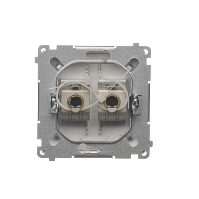 SIMON BASIC Double shielded computer socket RJ45 category 6 with anti-dust cover (module) silver matt metallized