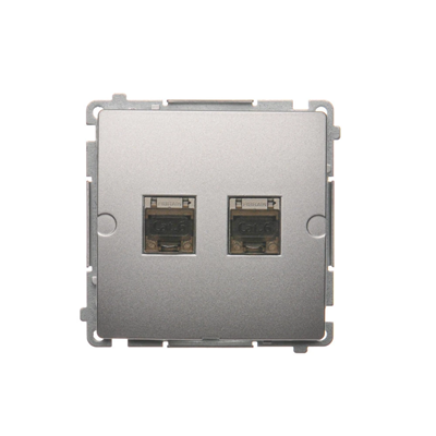SIMON BASIC Double shielded computer socket RJ45 category 6 with anti-dust cover (module) silver matt metallized