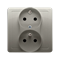 SIMON BASIC Double socket outlet with earthing and phase invariance function 16A 230V complete satin