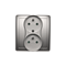 SIMON BASIC Double socket outlet with earthing and phase invariance function 16A 230V complete satin