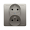 SIMON BASIC Double socket outlet with earthing and phase invariance function 16A 230V complete satin