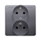 SIMON BASIC Double socket outlet with earthing and phase invariance function 16A 230V complete stainless steel