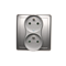 SIMON BASIC Double socket outlet with earthing and phase invariance function silver matt metallised 16A
