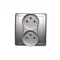 SIMON BASIC Double socket outlet with earthing and phase invariance function silver matt metallised 16A