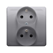 SIMON BASIC Double socket outlet with earthing and phase invariance function silver matt metallised 16A