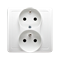 SIMON BASIC Double socket outlet with earthing and phase invariance function with shutters for current paths white 16A