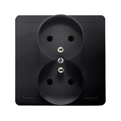 SIMON BASIC Double socket outlet with earthing and shutters for current paths 16A 230V complete matt graphite