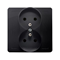 SIMON BASIC Double socket outlet with earthing and shutters for current paths 16A 230V complete matt graphite