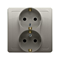 SIMON BASIC Double socket outlet with earthing Schuko with shutters for current paths satin