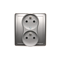 SIMON BASIC Double socket-outlet with earthing with shutters with phase invariance function 16A 230V complete silver matt