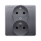 SIMON BASIC Double socket-outlet with earthing with shutters with phase invariance function 16A 230V complete stainless steel