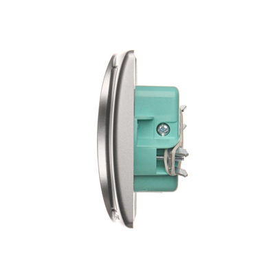 SIMON BASIC Double socket outlet with grounding complete 16A 230V screw terminals silver matt