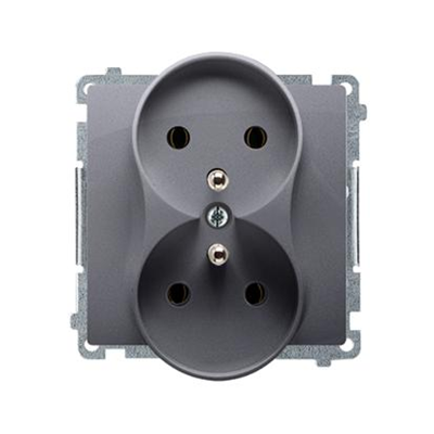 SIMON BASIC Double socket outlet with grounding (module) 16A 230V silver matt