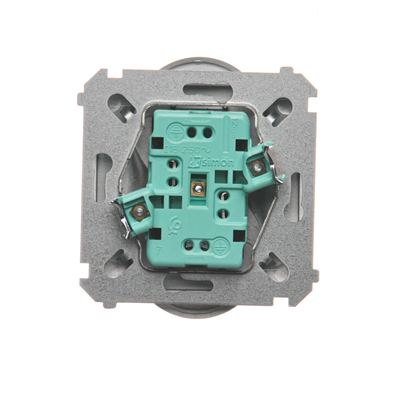 SIMON BASIC Double socket-outlet with grounding pin type with shutters for current paths 16A 230V silver matt