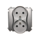 SIMON BASIC Double socket-outlet with grounding pin type with shutters for current paths 16A 230V silver matt