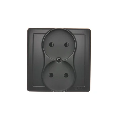 SIMON BASIC Double socket outlet without grounding complete with shutters 16A 230V matt graphite