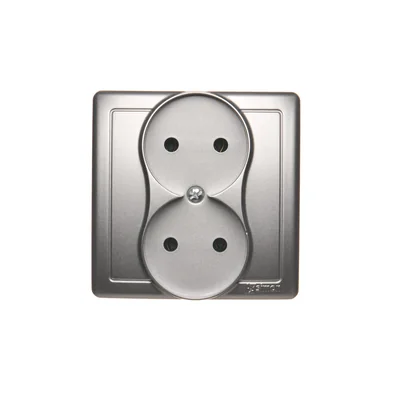 SIMON BASIC Double socket without earthing complete 16A 230V silver matt