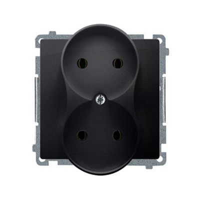 SIMON BASIC Double socket without grounding (module) 16A 230V matt graphite